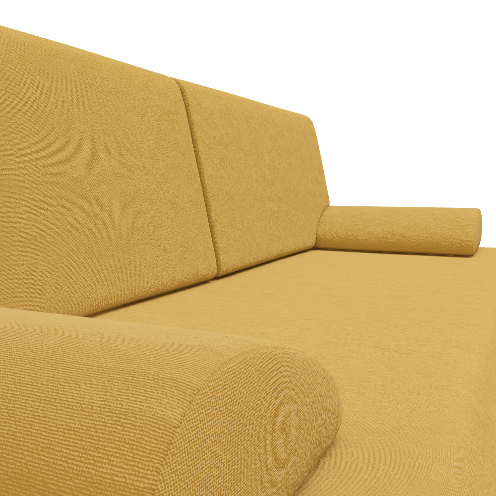 canapea extensibila saltea relaxa material practic galben leni agache vedere laterala